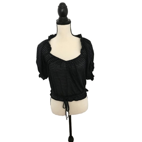 Free People Dorothy Short-Sleeve Ruffled Strip Peasant Top - Size Small - Picture 1 of 7